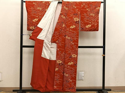 平和屋着物■上質な小紋　型染め　椿花文　正絹　逸品　BAAX8385mz