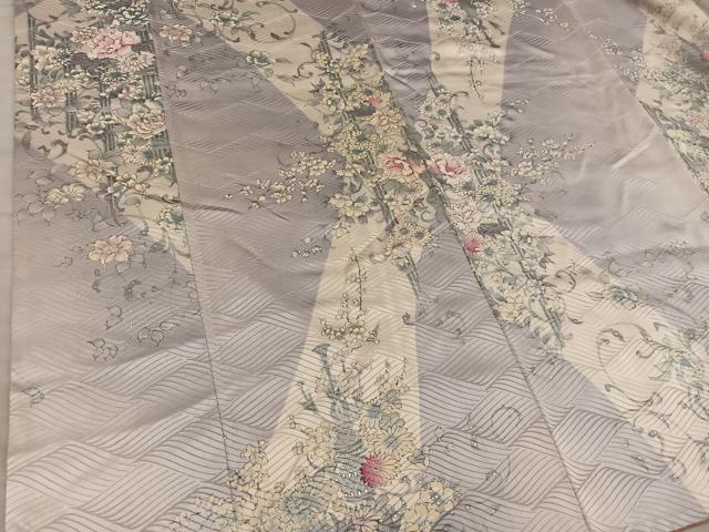 平和屋着物■上質な小紋　菊花文　暈し染め　正絹　逸品　BAAX8388mz