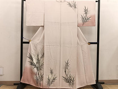 平和屋着物■訪問着　手描き　笹の葉文　暈し染め　正絹　逸品　BAAX8390mz
