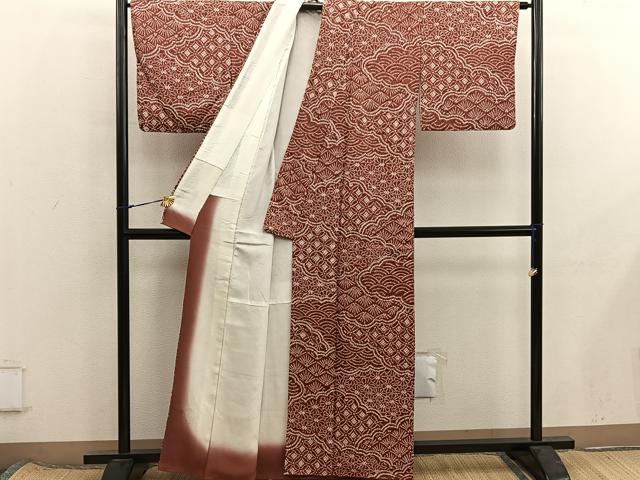 平和屋着物■上質な小紋　総絞り　雲取り吉祥文　正絹　逸品　BAAX8395mz