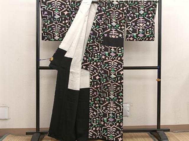 平和屋着物■上質な小紋　幾何学文様　正絹　逸品　BAAX8398mz