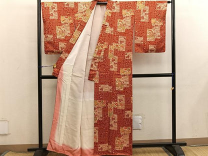 平和屋着物■上質な小紋　型染め　菊花文　正絹　逸品　BAAX8400mz