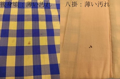 平和屋着物■上質な紬　格子柄　正絹　逸品　BAAX8401mz