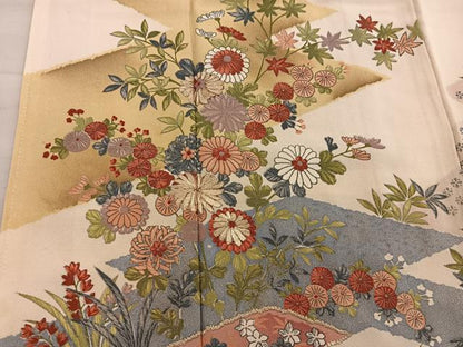 平和屋着物■訪問着　刺繍　菊花文　金糸　正絹　逸品　BAAX8404mz