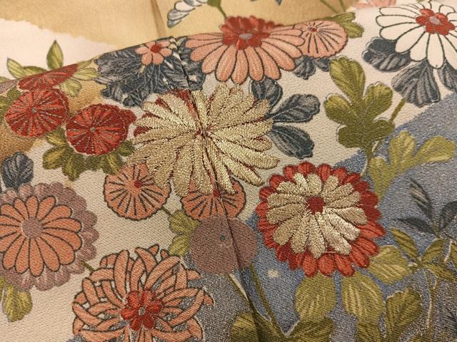 平和屋着物■訪問着　刺繍　菊花文　金糸　正絹　逸品　BAAX8404mz