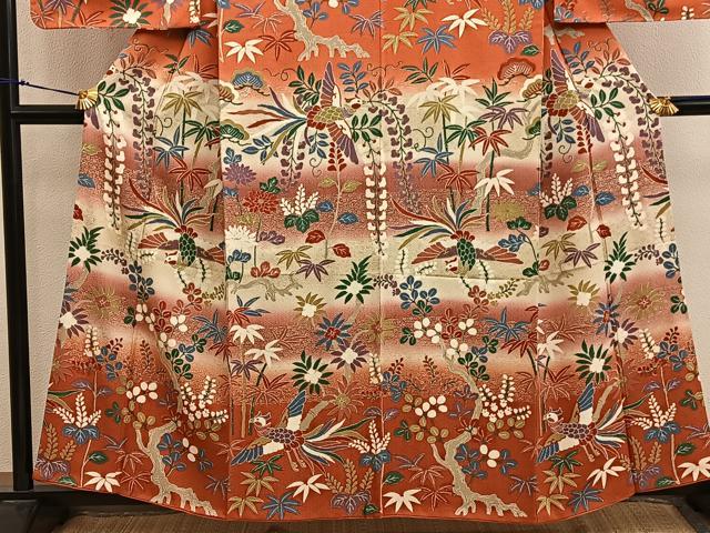平和屋着物■訪問着　鳳凰花文　暈し染め　金彩　正絹　逸品　BAAX8405mz
