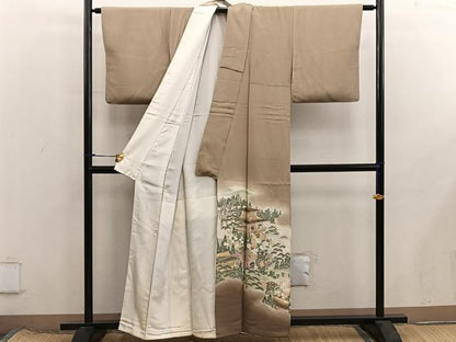 平和屋着物■豪華色留袖　人物風景文　寿光織　暈し染め　金糸　正絹　逸品　BAAX8407mz
