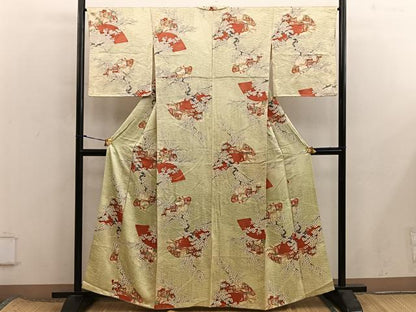 平和屋着物■上質な小紋　御所車花文　金彩　正絹　逸品　BAAX8410mz