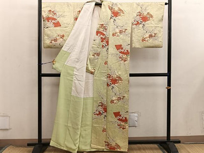平和屋着物■上質な小紋　御所車花文　金彩　正絹　逸品　BAAX8410mz