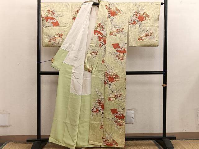 平和屋着物■上質な小紋　御所車花文　金彩　正絹　逸品　BAAX8410mz