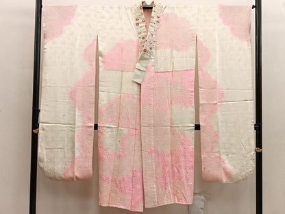 平和屋着物■振袖用長襦袢　袷　絞り　飛鶴文　半衿刺繍　正絹　逸品　BAAX8412mz
