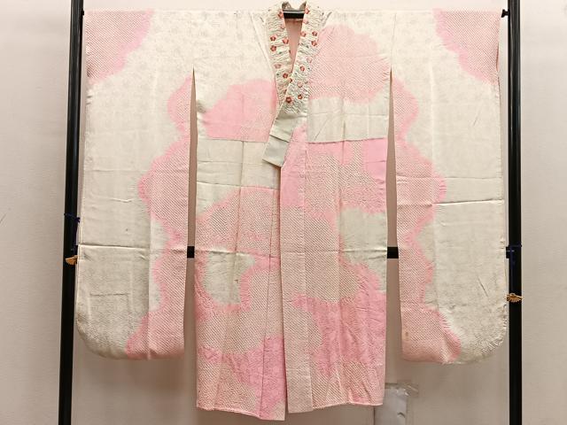 平和屋着物■振袖用長襦袢　袷　絞り　飛鶴文　半衿刺繍　正絹　逸品　BAAX8412mz