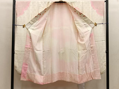 平和屋着物■振袖用長襦袢　袷　絞り　飛鶴文　半衿刺繍　正絹　逸品　BAAX8412mz