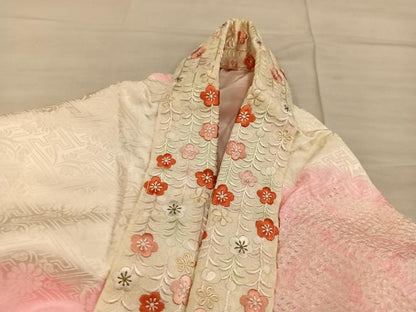 平和屋着物■振袖用長襦袢　袷　絞り　飛鶴文　半衿刺繍　正絹　逸品　BAAX8412mz