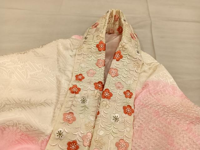平和屋着物■振袖用長襦袢　袷　絞り　飛鶴文　半衿刺繍　正絹　逸品　BAAX8412mz
