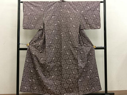 平和屋着物■上質な紬　幾何学文様　正絹　逸品　BAAX8413mz