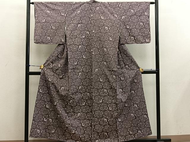 平和屋着物■上質な紬　幾何学文様　正絹　逸品　BAAX8413mz