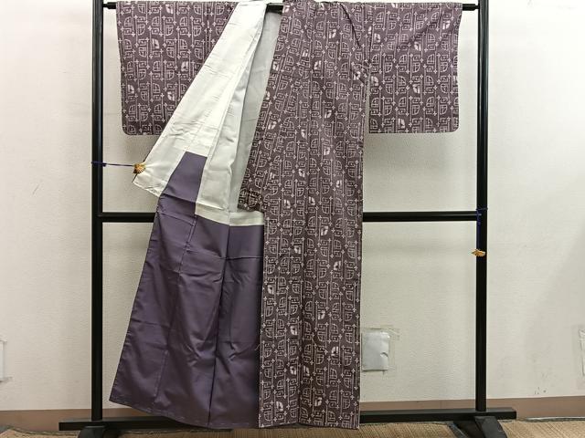 平和屋着物■上質な紬　幾何学文様　正絹　逸品　BAAX8413mz