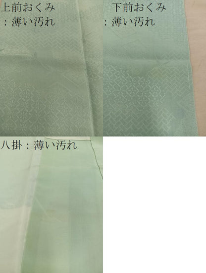 平和屋着物■上質な色無地　菱花地紋　山葵色　正絹　逸品　BAAX8414mz