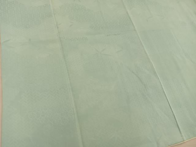 平和屋着物■上質な色無地　菱花地紋　山葵色　正絹　逸品　BAAX8414mz