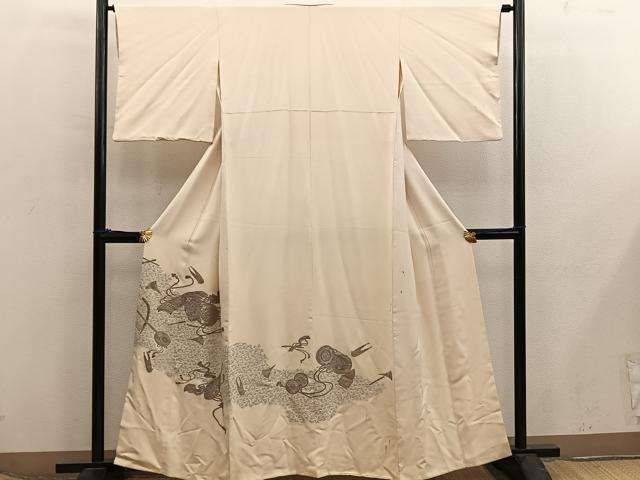 平和屋着物■訪問着　寿光織　楽器文　金糸　正絹　逸品　BAAX8418mz