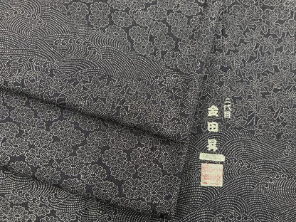 平和屋着物■東京染伝統工芸士　金田昇　小紋　立波花文　正絹　逸品　BAAX8419mz