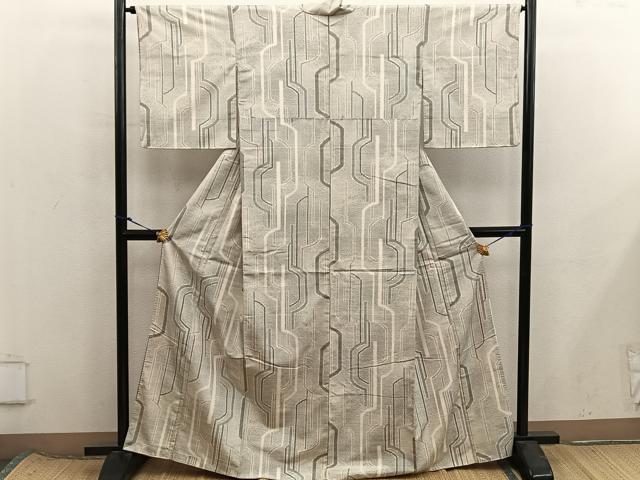 平和屋着物■上質な紬　幾何学文様　正絹　逸品　BAAX8421mz
