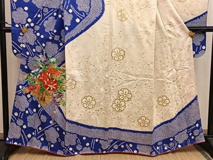 平和屋着物■豪華振袖　駒刺繍　絞り　飾花文　金彩　正絹　逸品　BAAX8424mz
