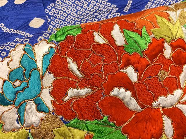 平和屋着物■豪華振袖　駒刺繍　絞り　飾花文　金彩　正絹　逸品　BAAX8424mz