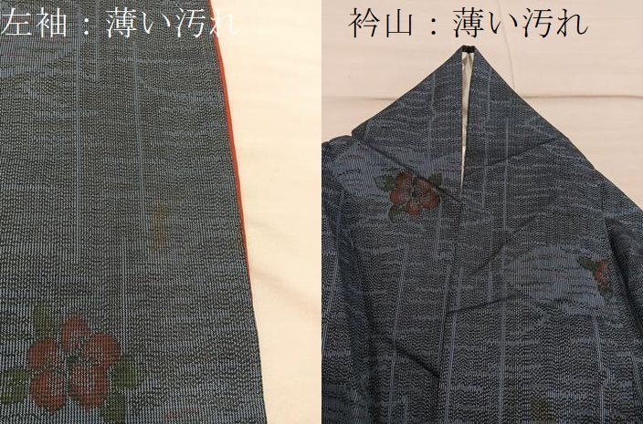 平和屋着物■上質な紬　草花文　正絹　逸品　BAAX8426mz