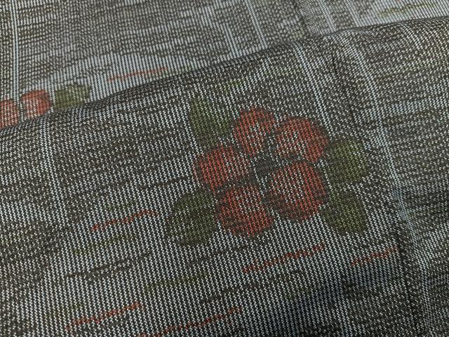 平和屋着物■上質な紬　草花文　正絹　逸品　BAAX8426mz