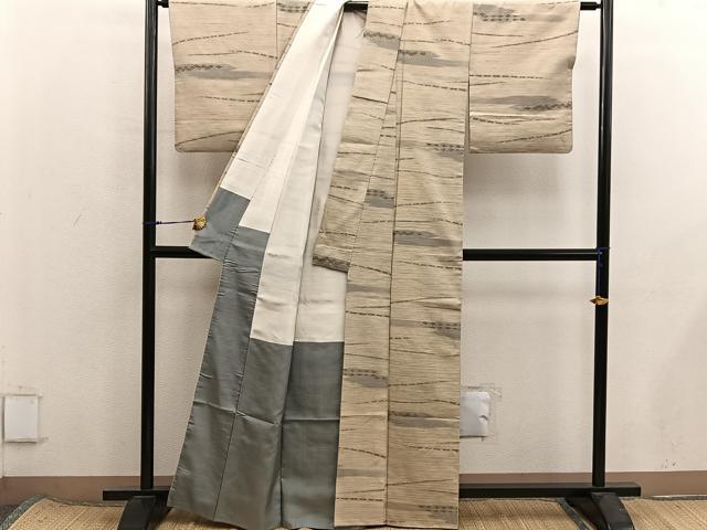 平和屋着物■上質な紬　幾何学文様　正絹　逸品　BAAX8428mz