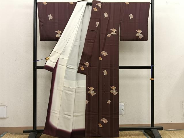 平和屋着物■上質な小紋　冊子飛鶴花文　正絹　逸品　BAAX8433mz