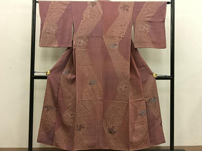 平和屋着物■上質な小紋　草花文　寿光織　金糸　正絹　逸品　BAAX8435mz