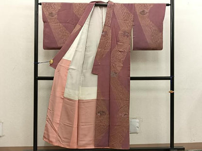 平和屋着物■上質な小紋　草花文　寿光織　金糸　正絹　逸品　BAAX8435mz