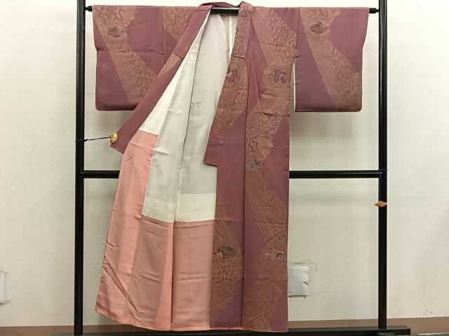 平和屋着物■上質な小紋　草花文　寿光織　金糸　正絹　逸品　BAAX8435mz