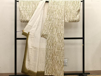 平和屋着物■上質な小紋　竹　正絹　逸品　BAAX8436mz