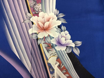平和屋着物■訪問着　孔雀花文　暈し染め　金糸　正絹　逸品　BAAX8441mz