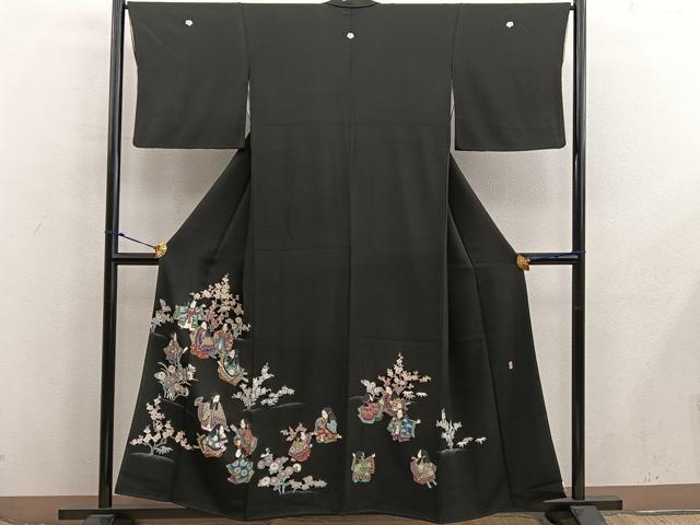 平和屋着物■豪華黒留袖　作家物　人物花文　正絹　逸品　BAAX8448mz