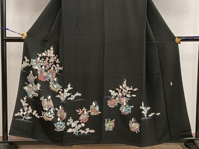平和屋着物■豪華黒留袖　作家物　人物花文　正絹　逸品　BAAX8448mz
