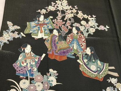 平和屋着物■豪華黒留袖　作家物　人物花文　正絹　逸品　BAAX8448mz
