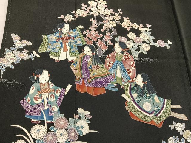 平和屋着物■豪華黒留袖　作家物　人物花文　正絹　逸品　BAAX8448mz