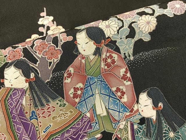 平和屋着物■豪華黒留袖　作家物　人物花文　正絹　逸品　BAAX8448mz