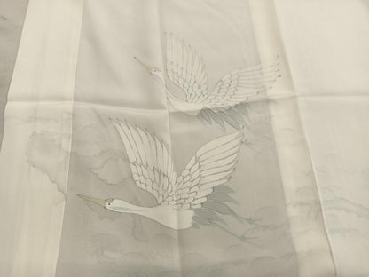 平和屋着物■長襦袢　無双仕立て　飛鶴文　白色　正絹　逸品　BAAX8452mz