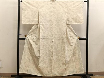 平和屋着物■上質な紬　草花文　正絹　逸品　BAAX8453mz