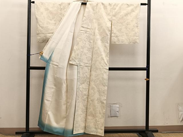 平和屋着物■上質な紬　草花文　正絹　逸品　BAAX8453mz