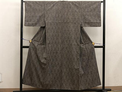 平和屋着物■上質な紬　亀甲文　正絹　逸品　BAAX8454mz