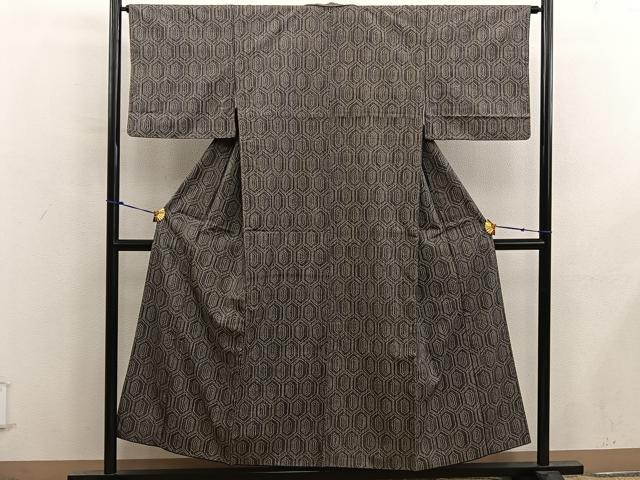 平和屋着物■上質な紬　亀甲文　正絹　逸品　BAAX8454mz