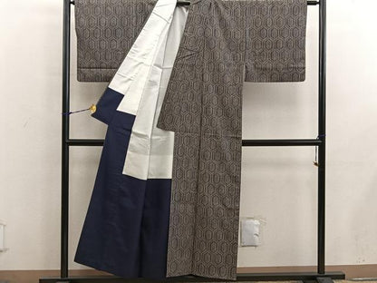 平和屋着物■上質な紬　亀甲文　正絹　逸品　BAAX8454mz