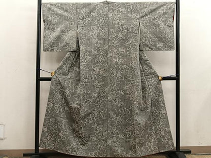 平和屋着物■上質な紬　草花文　正絹　逸品　BAAX8456mz